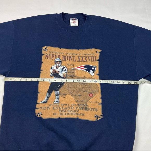 Vtg Tom Brady New England Patriots Mens Crewneck Sweatshirt Large Y2K Map C2 - Picture 7 of 8
